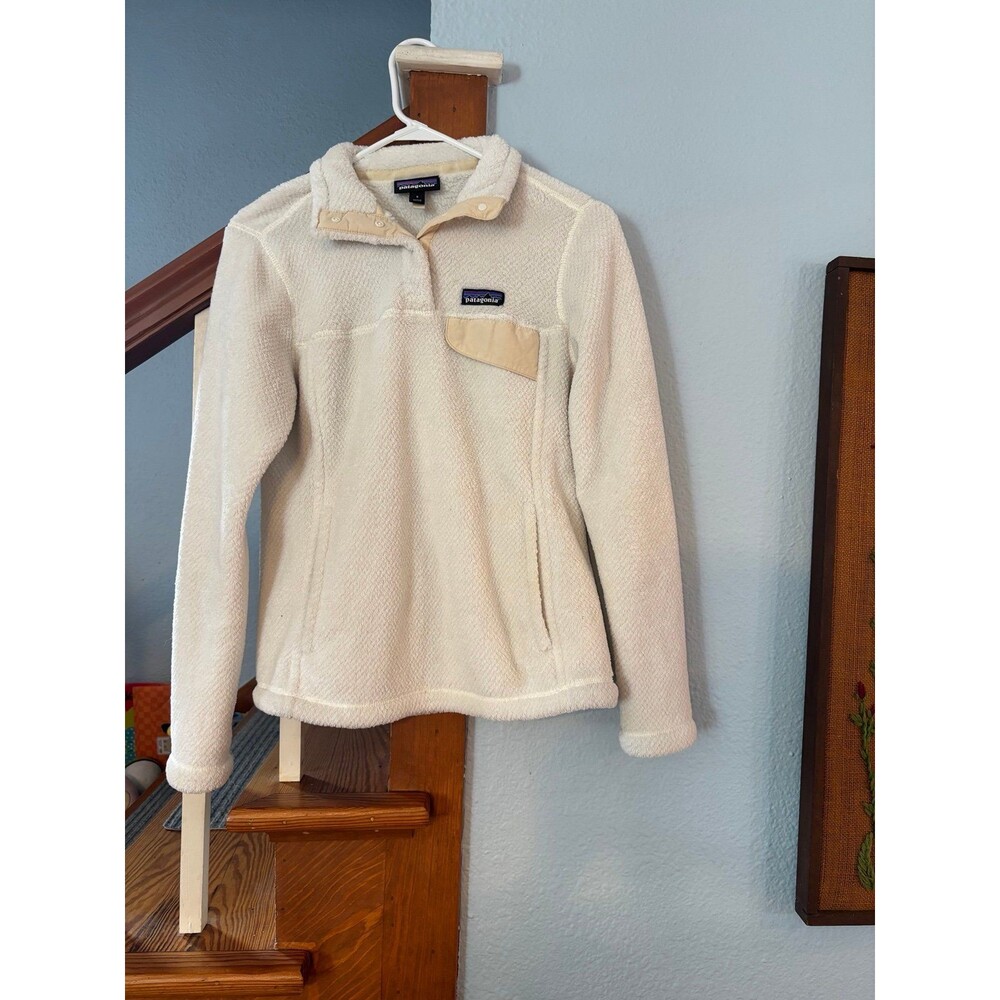 Patagonia Re-Tool Snap-T Fleece Pullover Cream White Womens Small